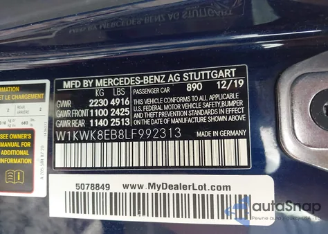 2020 Mercedes-Benz C 300 4Matic from USA, damaged, VIN W1KWK8EB8LF992313